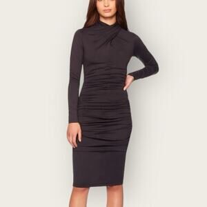 NWT | Susana Mónaco | Crisscross Mock Long Sleeve Dress | Onyx | Small